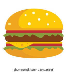 Cheeseburger icon. Flat illustration of cheeseburger vector icon for web design