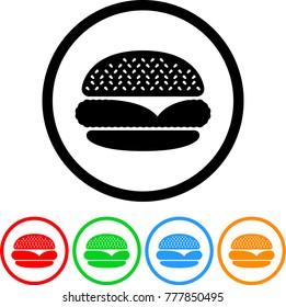 Cheeseburger Icon in Four Color Variations Vector 