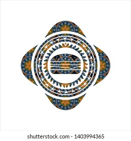 cheeseburger icon inside arabesque emblem background. arabic decoration.