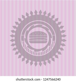 cheeseburger icon inside badge with pink background