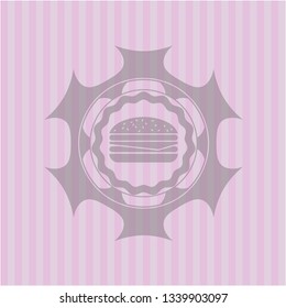 cheeseburger icon inside badge with pink background