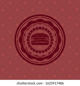 cheeseburger icon inside badge with red background