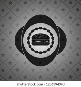 cheeseburger icon inside black emblem. Vintage.