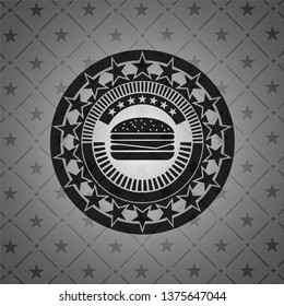 cheeseburger icon inside black emblem