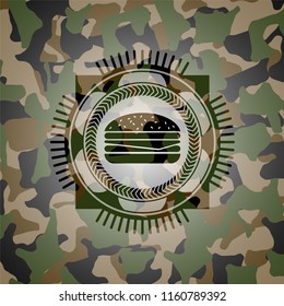 cheeseburger icon inside camouflage texture