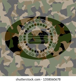 cheeseburger icon inside camouflage texture