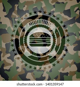 cheeseburger icon inside camouflage texture