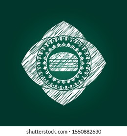 cheeseburger icon inside chalk emblem
