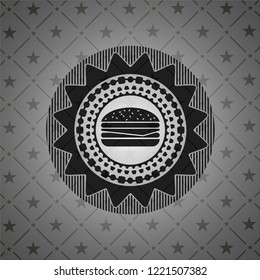 cheeseburger icon inside dark badge or emblem