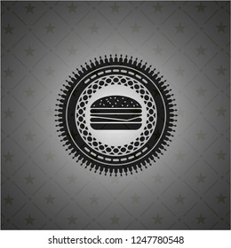 cheeseburger icon inside dark badge or emblem