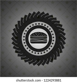 cheeseburger icon inside dark emblem