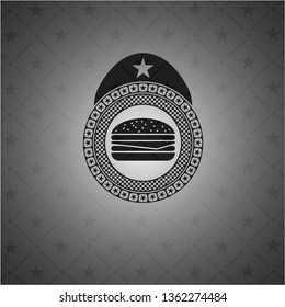 cheeseburger icon inside dark emblem