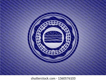 cheeseburger icon inside denim background