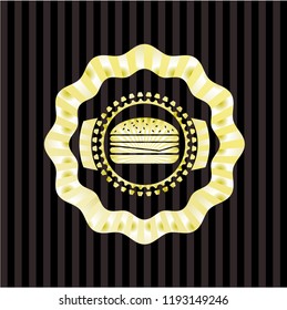 cheeseburger icon inside gold badge