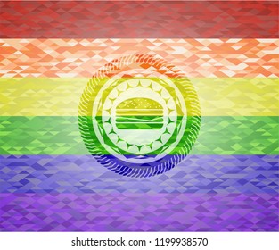 cheeseburger icon inside lgbt colors emblem 