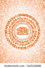 cheeseburger icon inside orange mosaic emblem