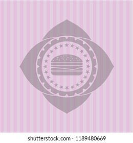 cheeseburger icon inside pink icon or emblem