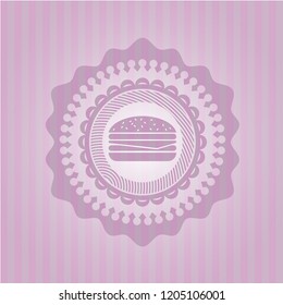 cheeseburger icon inside pink icon or emblem