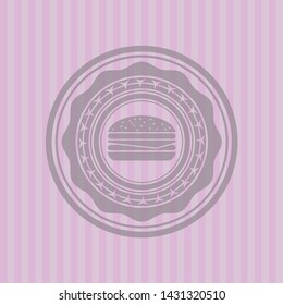 cheeseburger icon inside pink icon or emblem