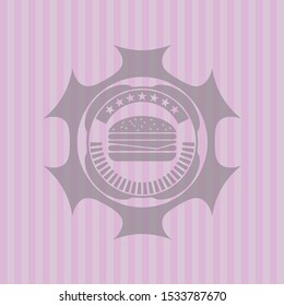 cheeseburger icon inside pink icon or emblem