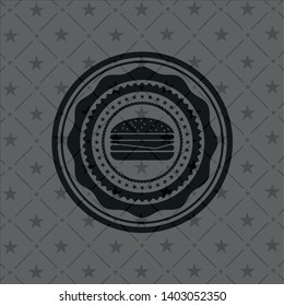 cheeseburger icon inside realistic black emblem