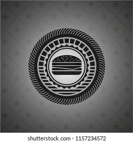 cheeseburger icon inside realistic dark emblem