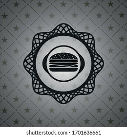 icono del cheeseburger dentro de un emblema oscuro realista