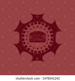 cheeseburger icon inside realistic red emblem
