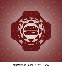 cheeseburger icon inside red emblem. Vintage.