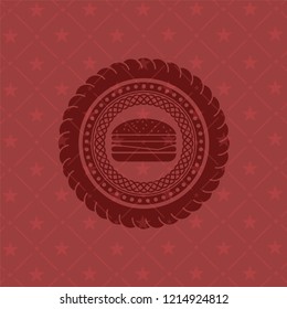 cheeseburger icon inside red emblem. Vintage.