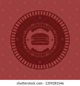 cheeseburger icon inside red emblem. Vintage.
