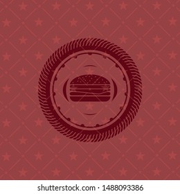 cheeseburger icon inside red icon or emblem