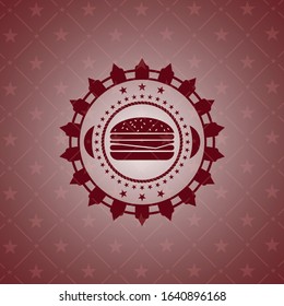 cheeseburger icon inside red emblem