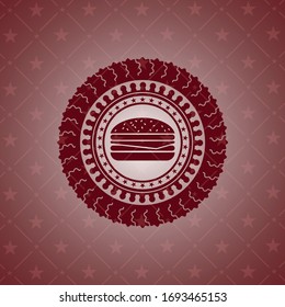 cheeseburger icon inside red icon or emblem