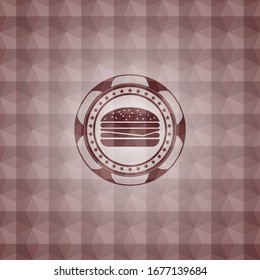Käseverstärker Symbol in rotem, nahtlosem Emblem mit geometrischem Muster.
