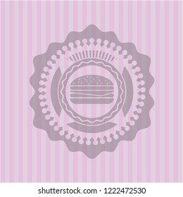 cheeseburger icon inside retro pink emblem