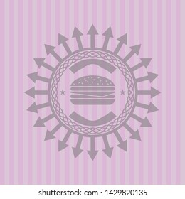 cheeseburger icon inside retro pink emblem