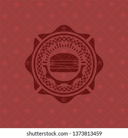 cheeseburger icon inside retro red emblem