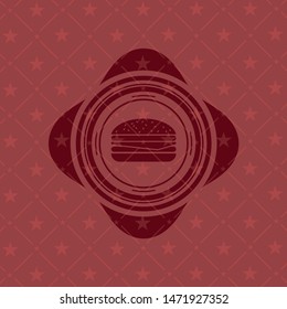 cheeseburger icon inside retro red emblem