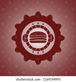 cheeseburger icon inside retro style red emblem