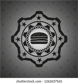 cheeseburger icon inside retro style black emblem
