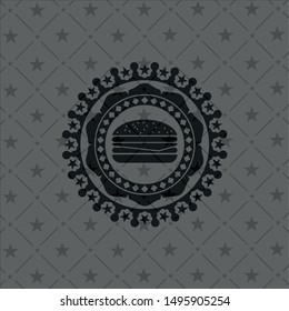 cheeseburger icon inside retro style black emblem