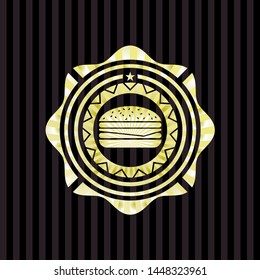 cheeseburger icon inside shiny badge