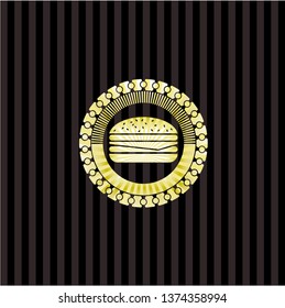 cheeseburger icon inside shiny emblem