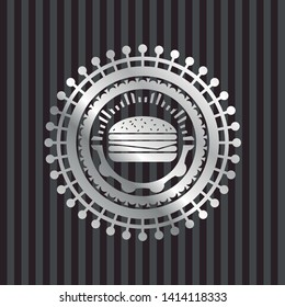 cheeseburger icon inside silvery badge