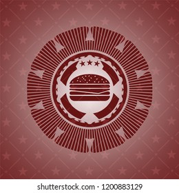 cheeseburger icon inside vintage red emblem