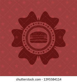 cheeseburger icon inside vintage red emblem