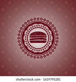 cheeseburger icon inside vintage red emblem