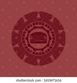 cheeseburger icon inside vintage red emblem