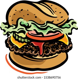 Cheeseburger icon isolated on white